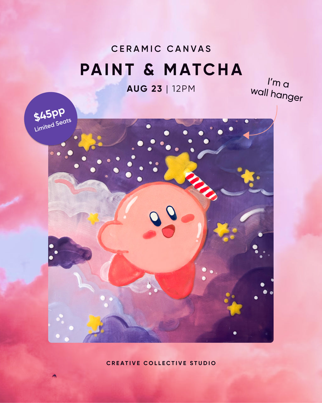 Aug 23 | 12:00 PM | Ceramic Canvas Paint & Sip: Kirby Dream Land